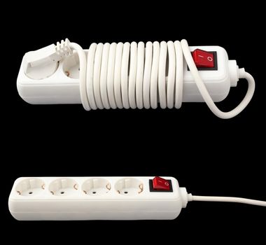 same  white electric splitter isolated over dark background in two positions