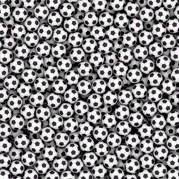 Background composed of many soccer balls. High resolution 3D image