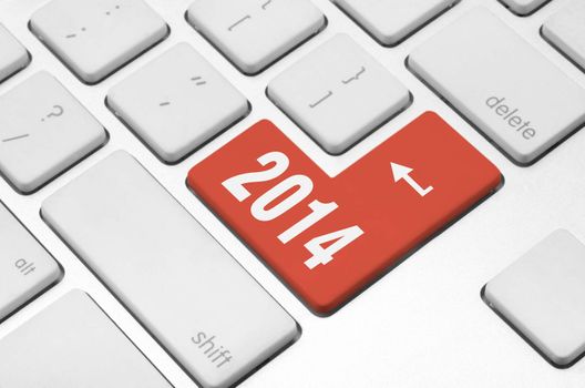 New year concept: 2014 key on the computer keyboard