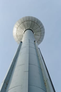 Shot of a water pressure tower made of metal and steel. 