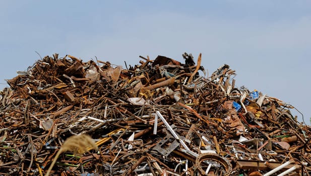 scrap metal processing industry, stacked metal