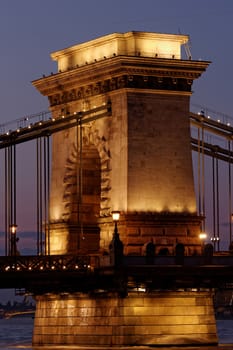 Night image with traffic of the hungarian chain Bridge