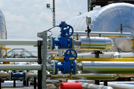 industrial pipes at an oil well