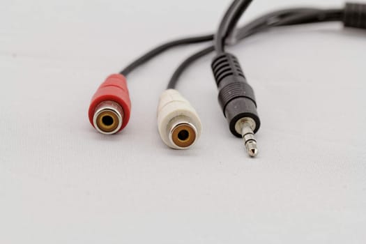 audio RCA (red white) and jack cable on a white background