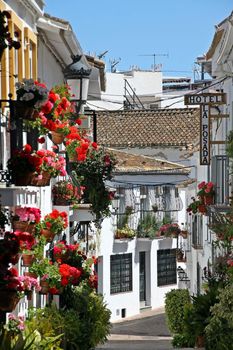 A colourful spanish street in Benalmadena Pueblo in Malaga province of Andalucia