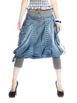 Part of the woman in the modern stylish jeans clothes
