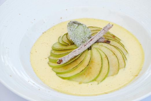 Delicious soups with nice decorate, Gourmet food