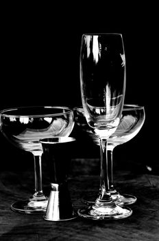 black and white wine glass