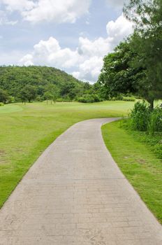 the way in golf course under the blue sky