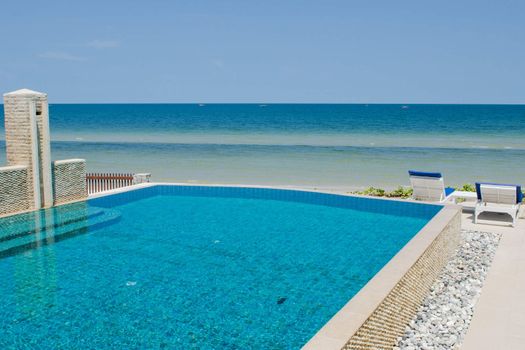 pool on beautiful Hua Hin beach in Thailand