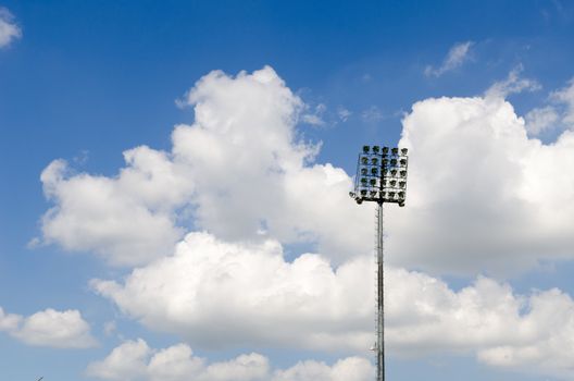 football Stadium Lights under the blue sky