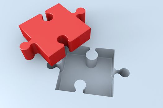 3d Puzzle concept: red jigsaw piece