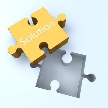 3d Puzzle concept: Word Solution on jigsaw piece