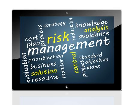 Tablet concept: Risk management in word tag cloud