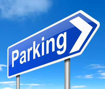 Illustration depicting a sign directing to parking.