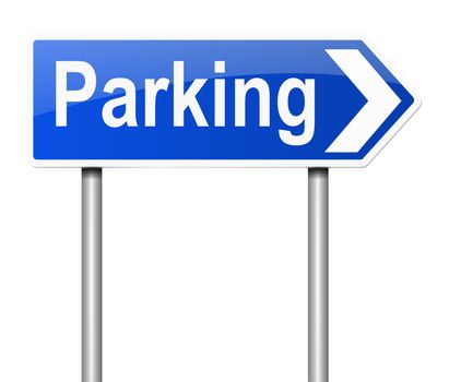 Illustration depicting a sign directing to parking.