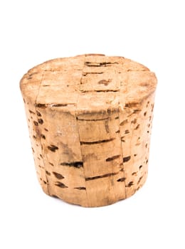 Big and old wine cork on white background