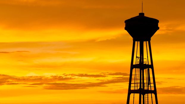 silhouette of water supply tank tower