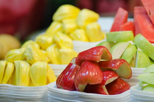 piece of Thai fruit in white foam box