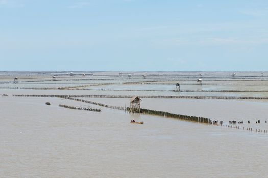 Thai-style fisherman village in Bangtaboon, Petchaburi, Thailand 