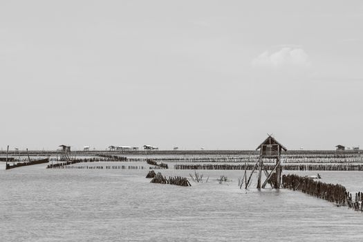 Thai-style fisherman village in Bangtaboon, Petchaburi, Thailand 