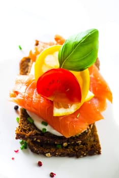 Sandwich with cream cheese and smoked salmon