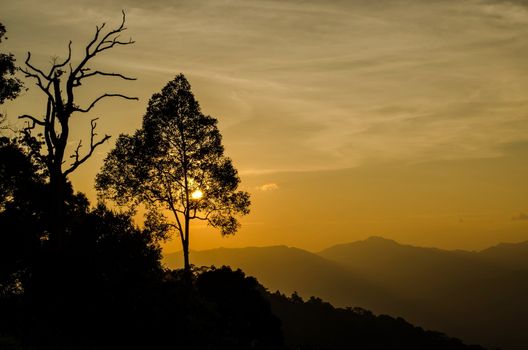 sunset at PanoenThung view point in Kaeng Krachan national park,Thailand