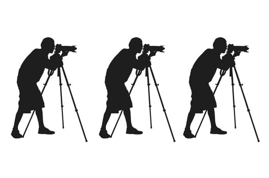 isolated photographer in silhouette style
