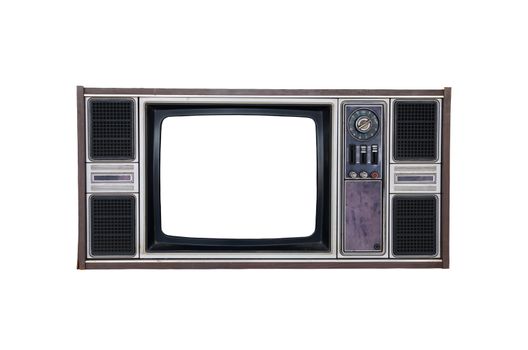 The old TV on the isolated white background 