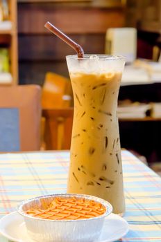  tea cake and ice coffee , sweet dessert for relax times