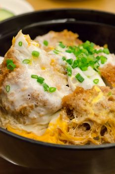  pork cutlet and egg on rice Katsudon , japanese style cuisine,