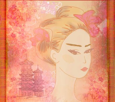 Abstract Beautiful geisha Portrait
