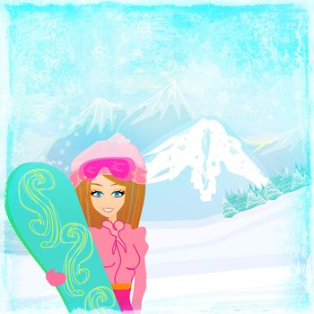 Girl with the snowboard