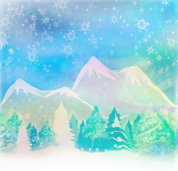 Christmas night in the village card