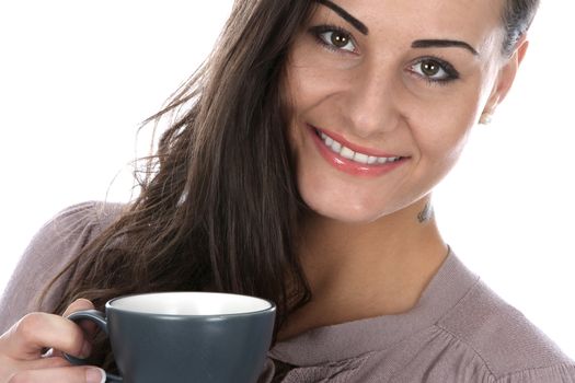 Young Woman Drinking a Cup of Tea