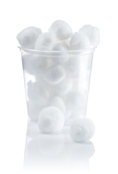 cotton balls in jar isolated