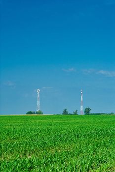 corn field and two tower vertical