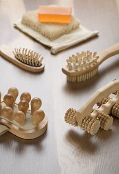Soap on bast with massager