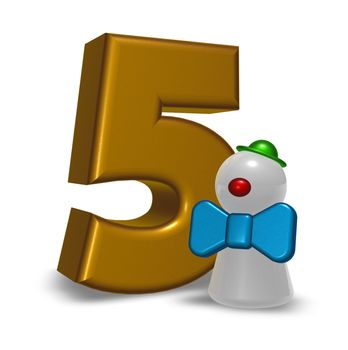 number five and clown - 3d illustration