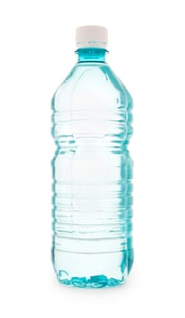turquoise plastic bottle of water