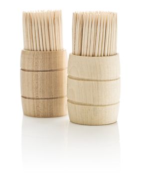 wooden barrels with toothpicks