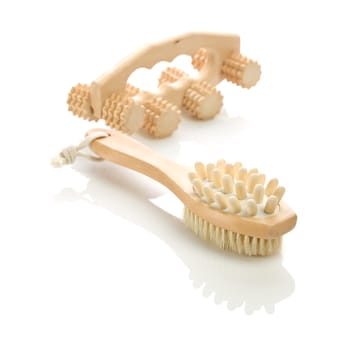 wooden massagers isolated