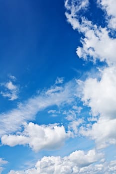 beautiful blue sky with bright white clouds