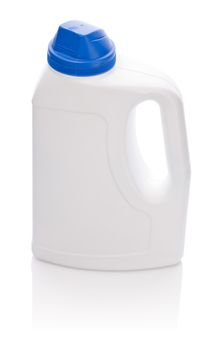 big white bottle with blue cover