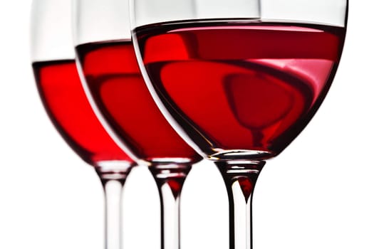 three wineglases