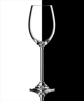 wineglass on a black and white background