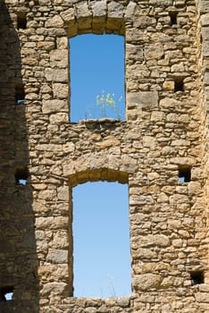 Detail take of arches and windos on an old aqueduct