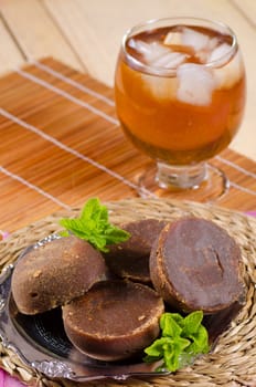 Traditional Latin American drink prepared with raw brown sugar, panela. 