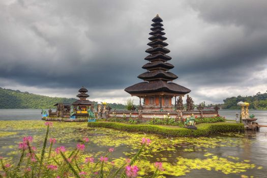 Ulun Danu temple at Beratan Lake in Bali Indonesia