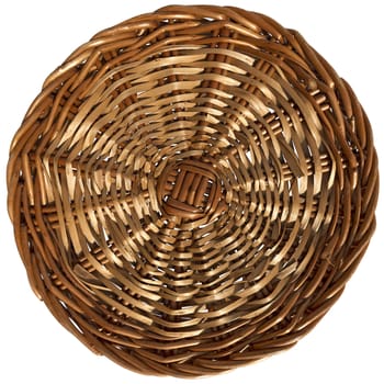 Circular background with woven wicker on a white background 